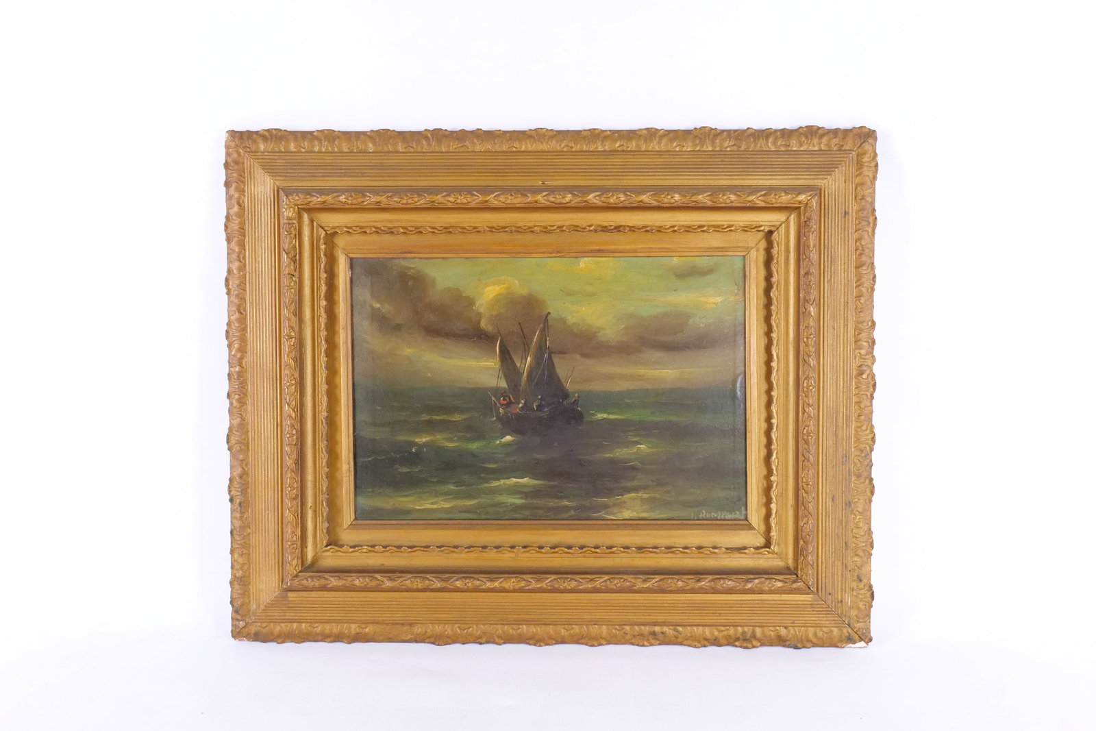 Antique Oil on Board - Sailboat at Sea (1 of 11)