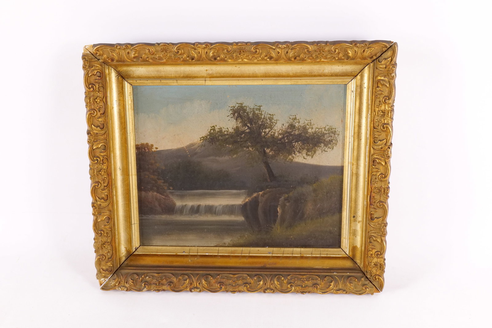 Antique Oil on Board - Waterfall and Tree (1 of 7)