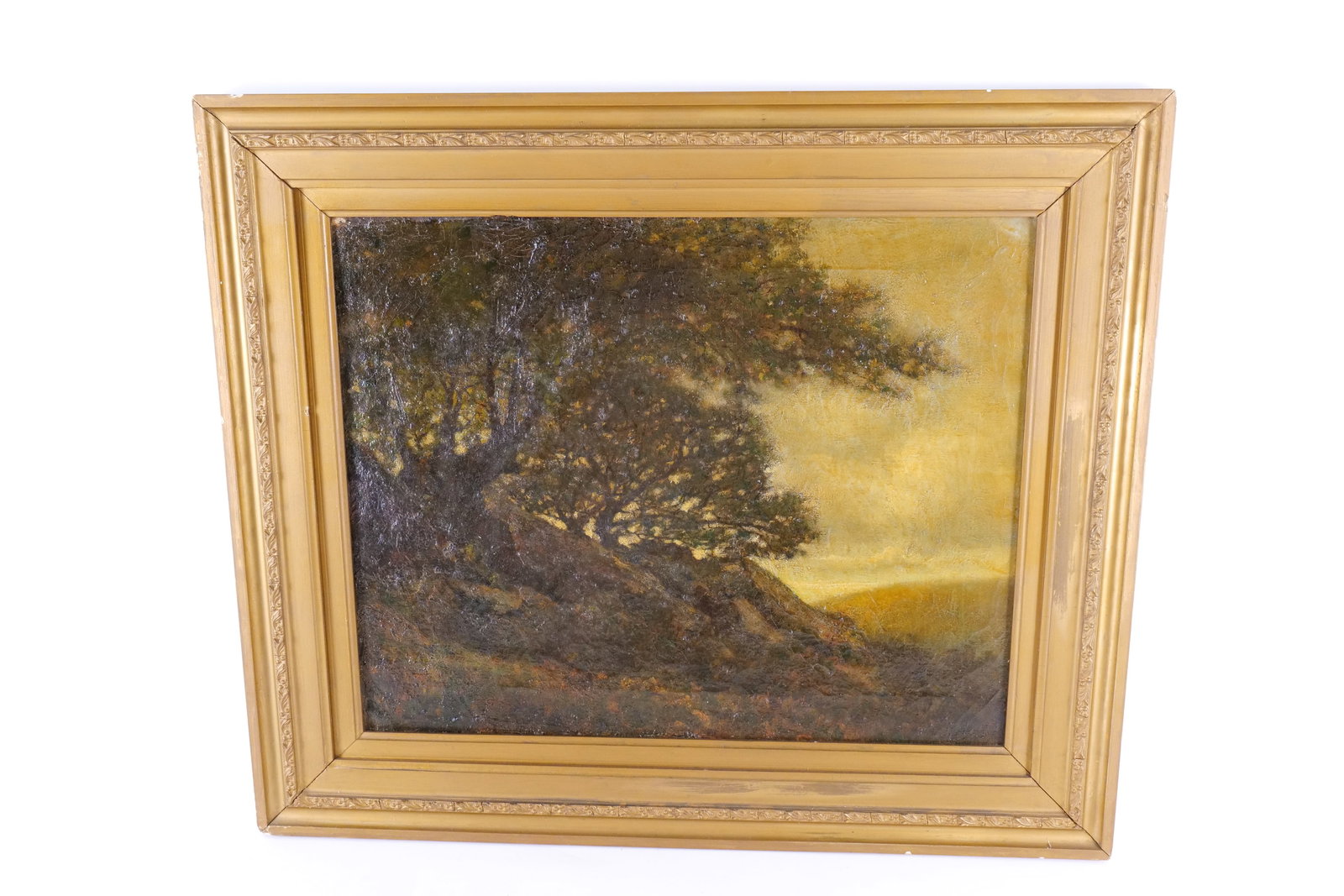 Antique Oil on Canvas - Impressionist Study of a Tree: Antique Oil on Canvas - Impressionist Study of a Tree with Landscape Scene. Loose from frame. Measures 22" tall x 26" wide. All invoices must be paid within 24 hours of the sale. We offer multiple shi