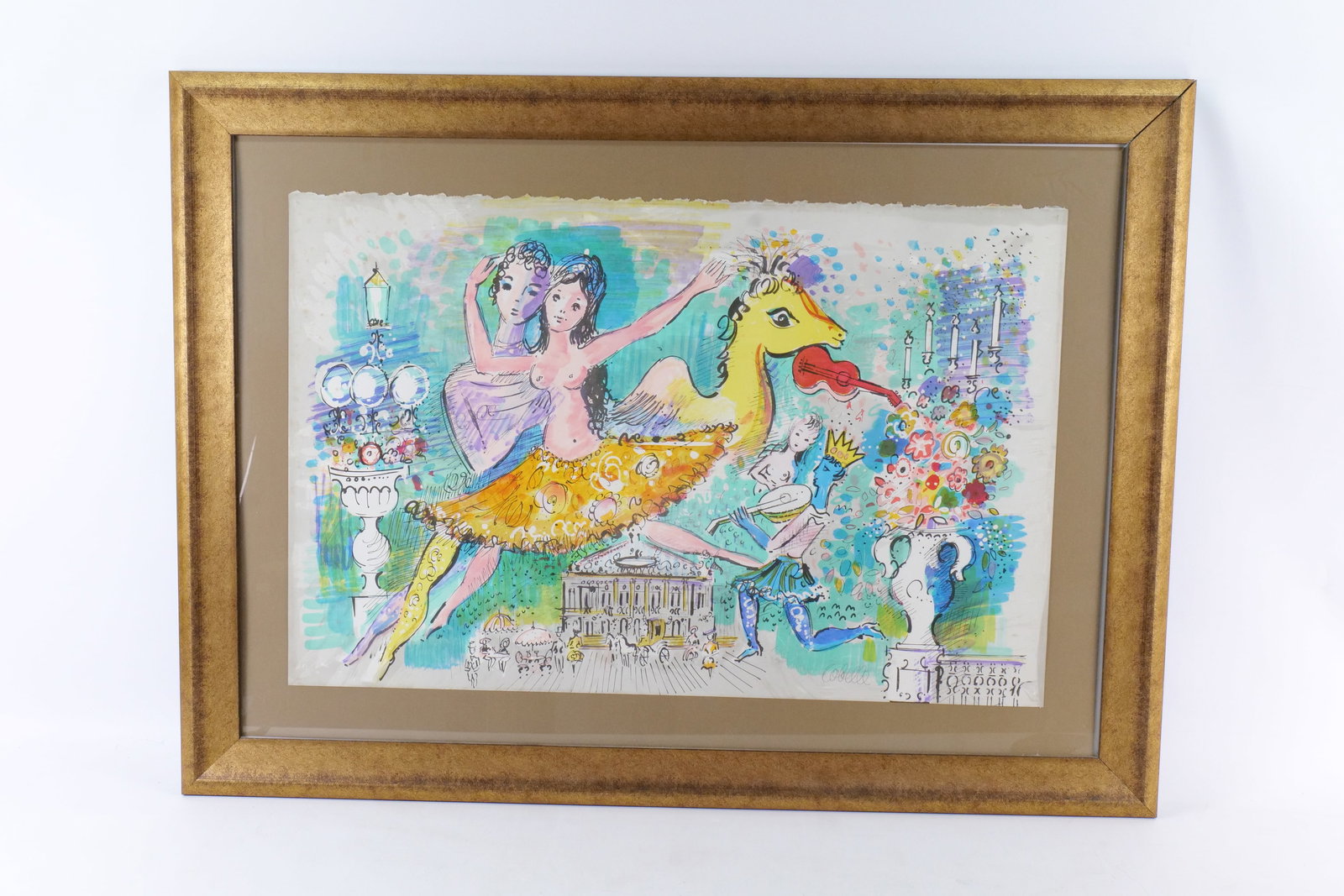 Mid-Century Surrealist Lithograph by Charles Cobelle: Mid-Century Surrealist Lithograph by Charles Cobelle (1902-1994). Signed lower right 33" tall x 45" wide. Framed and Matted. Measures All invoices must be paid within 24 hours of the sale. We offer mu