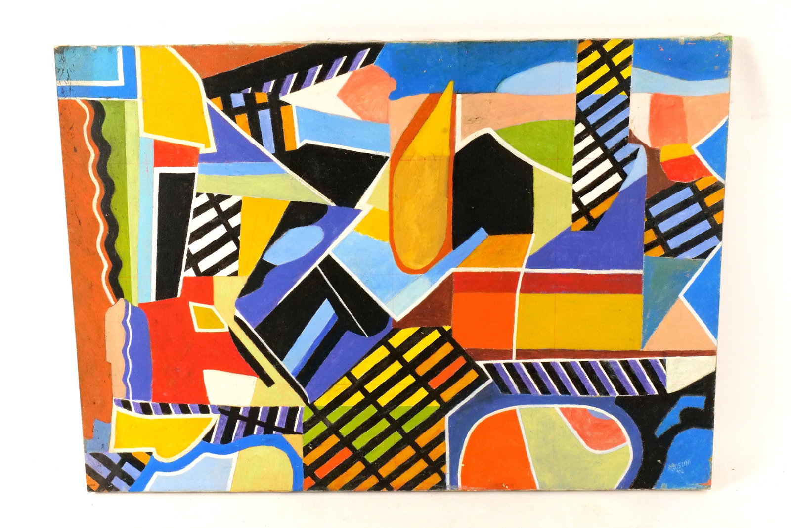 Oil on Canvas by Louis Agostini - Geometric Abstract (1 of 8)