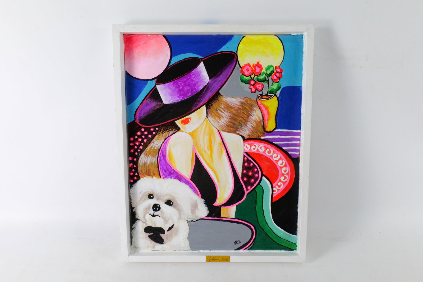 Ruffino Lubis NYC Original Mixed Media Textured Painting - Lady with Dog (1 of 8)