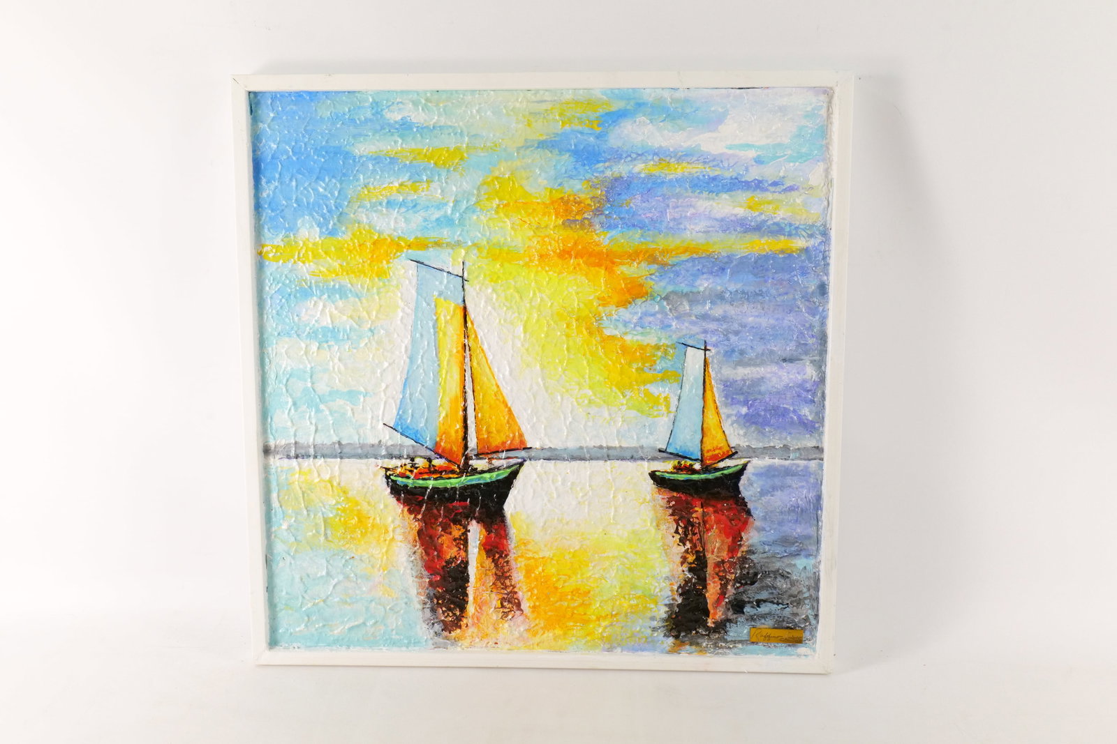 Ruffino Lubis NYC Original Mixed Media Textured Painting - Ships in Water (1 of 8)