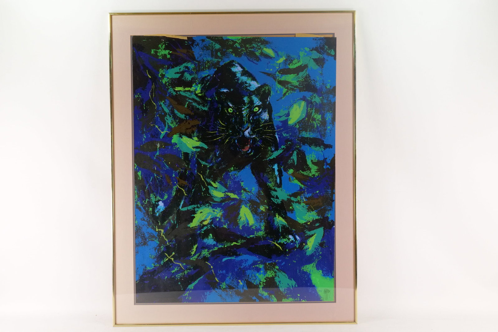 Limited Edition Signed Serigraph by Mark King - Black Panther: Limited Edition Signed Serigraph by Mark King (1931-2014) - Black Panther. Signed and Numbered #73/325. Framed and Matted. It is loose inside frame. Measures 46.25" tall x 36.25" wide. All invoices mu
