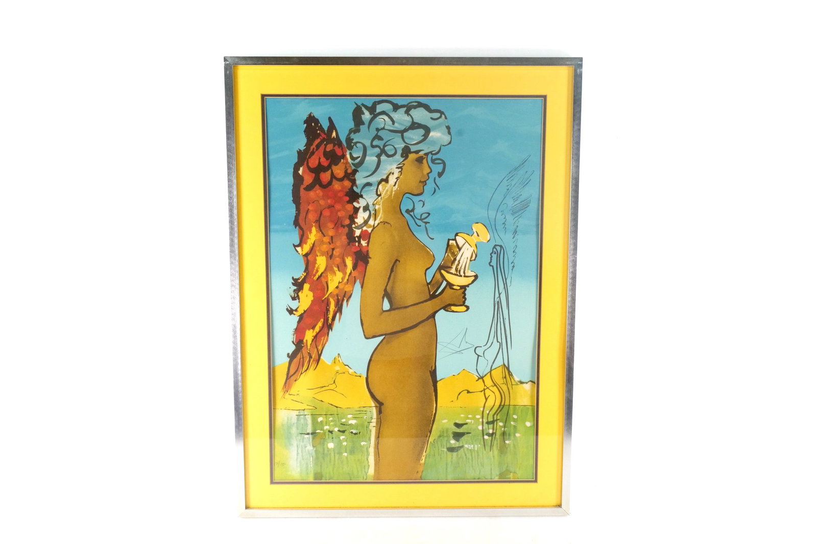 Salvador Dali "The Angel of Temperance" Signed Lithograph: Salvador Dali "The Angel of Temperance" Signed Limited Edition Lithograph. Signed and Numbered Believed to be #147/150 - Hidden slightly under the matte. Signed in the center area in pencil. Framed an