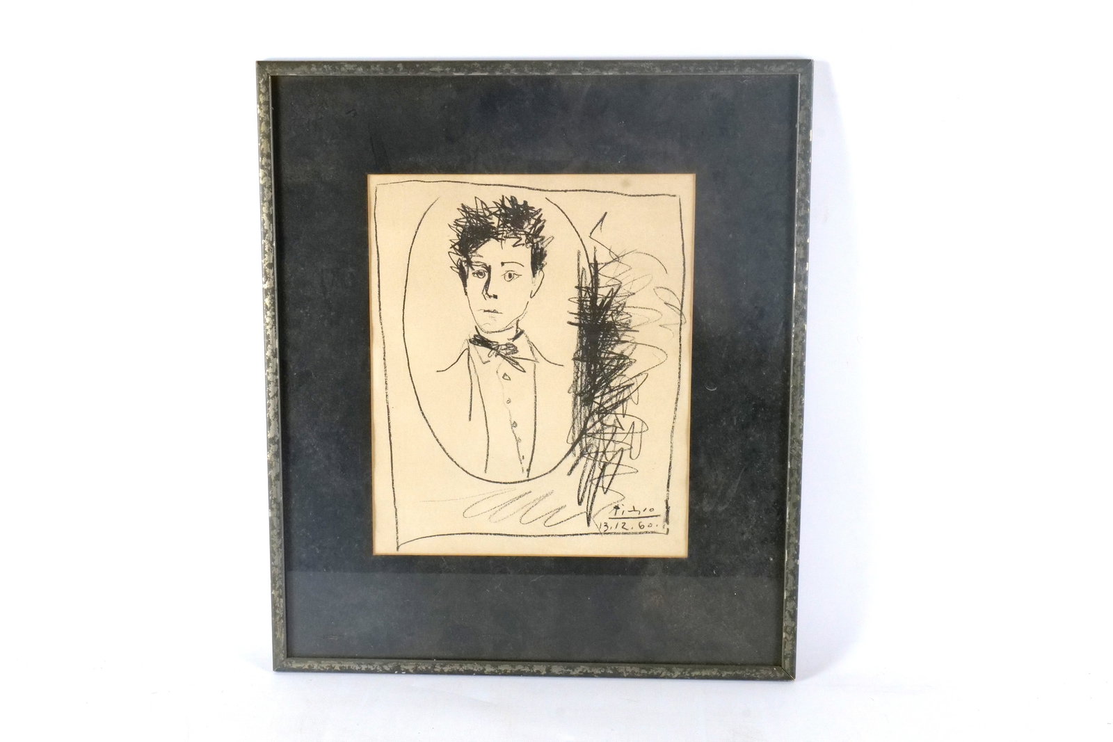 Vintage Pablo Picasso "Arthur Rimbaud" Lithograph Print: Vintage Pablo Picasso "Arthur Rimbaud" Lithograph Print. Facsimile Signature bottom right. Framed and Matted. Measures 19" tall x 16.5" wide. All invoices must be paid within 24 hours of the sale. We 