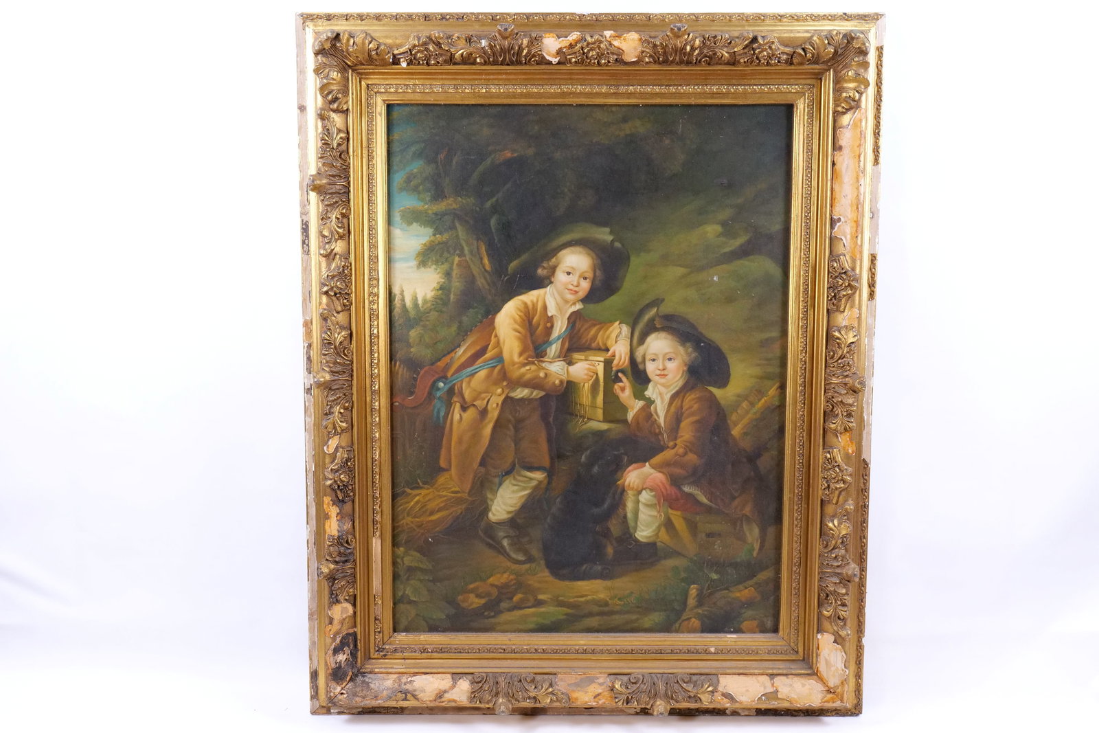 Antique Style Oil on Canvas - Two Young Boys (1 of 17)