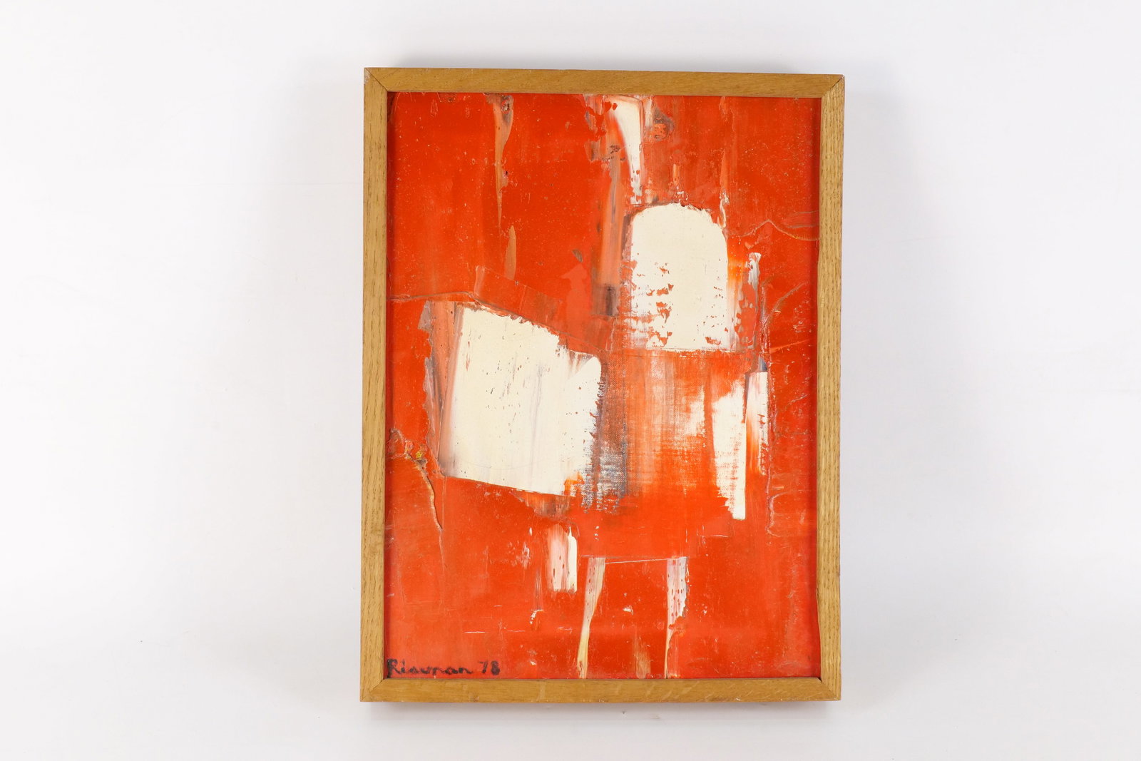Abstract Oil on Canvas by Marion Riseman: Abstract Oil on Canvas by Marion Riseman (1928-2010). Artist Signed lower left and Dated '78. Measures 17" tall x 13" wide. All invoices must be paid within 24 hours of the sale. We offer multiple shi