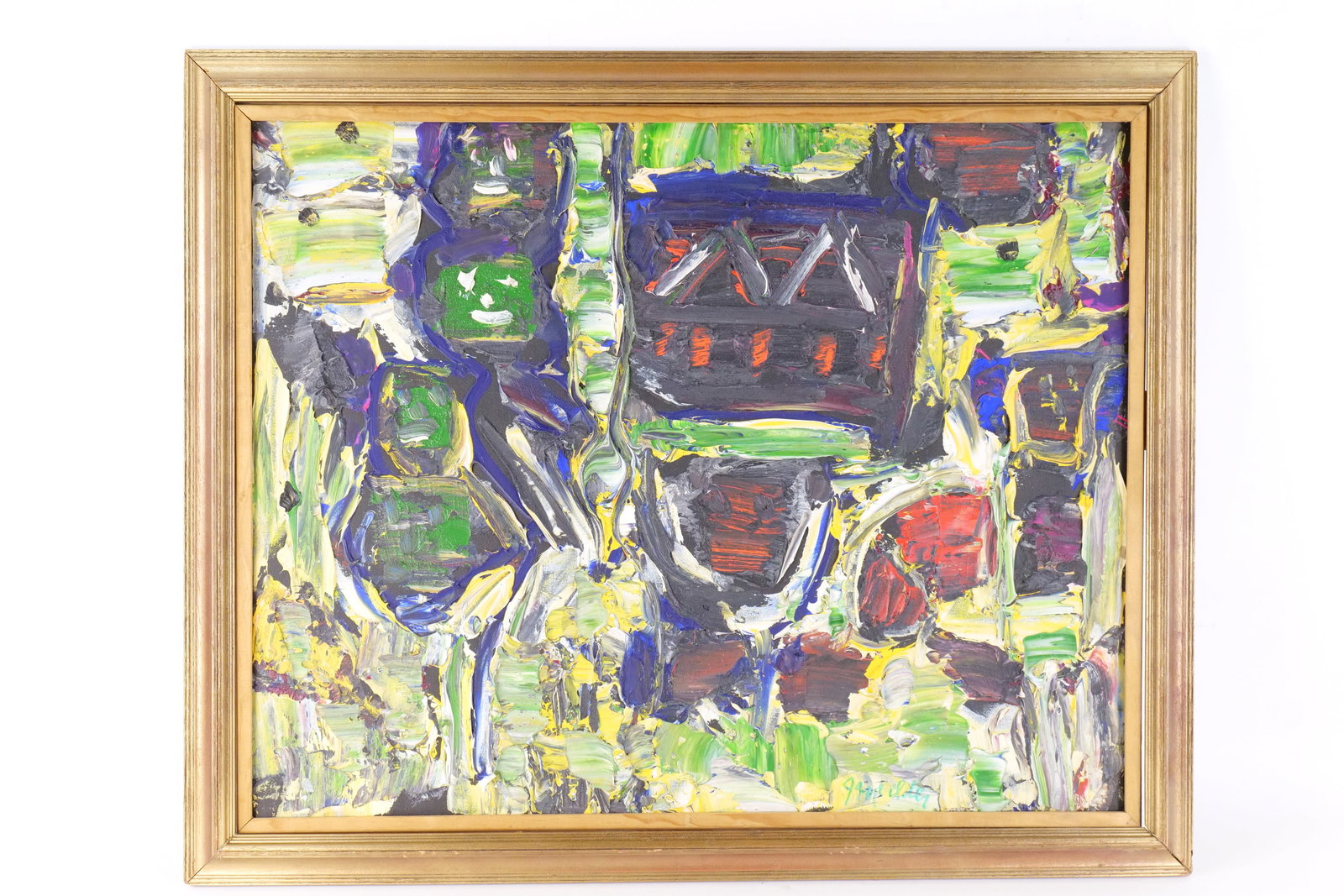 Abstract Oil on Canvas by Jay Milder: Abstract Oil on Canvas by Jay Milder. Artist Signed lower right and on back of canvas - Jay Milder 1986. Measures 28.5" tall x 34.5" wide. All invoices must be paid within 24 hours of the sale. We off