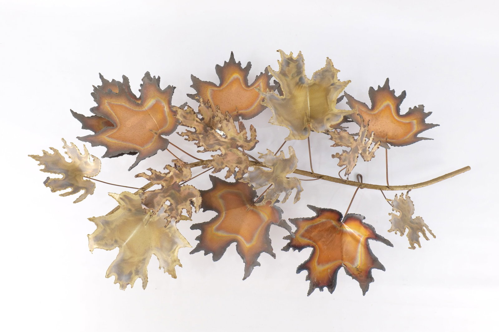 Mid Century C. Jere Metal Maple Leaves Wall Sculpture (1 of 10)