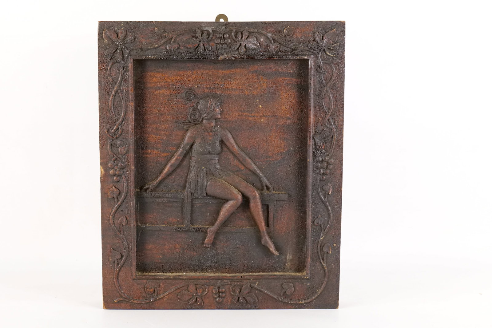 Art Deco Style Carved Wood Relief Plaque: Art Deco Style Carved Wood Relief Plaque. The back is stamped IX-1-XXIII - Sept. 1, 1923. Has a chip on the side edge. Measures 13" tall x 11" wide. All invoices must be paid within 24 hours of the sa
