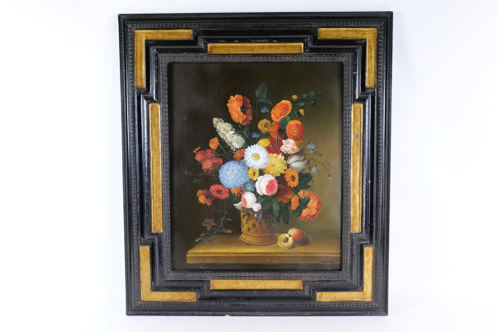 Floral Still Life Hand Embellished Textured Canvas: Floral Still Life Hand Embellished Textured Canvas. Artist Signed on the bottom right. Circa Late 20th Century. Measures 35" tall x 31" wide. All invoices must be paid within 24 hours of the sale. We 