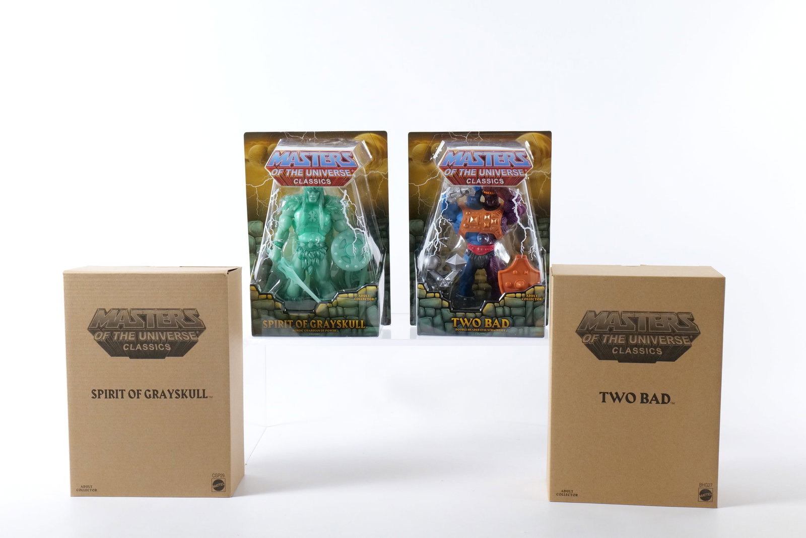 Lot of 2 Masters of the Universe Classics Action Figures: Lot of 2 Masters of the Universe Classics Action Figures. MOTU. Including Two-Bad and Spirit of Grayskull. Both New in Package - Both come with the brown outer boxes. Made by Mattel - 2013/2014. All i