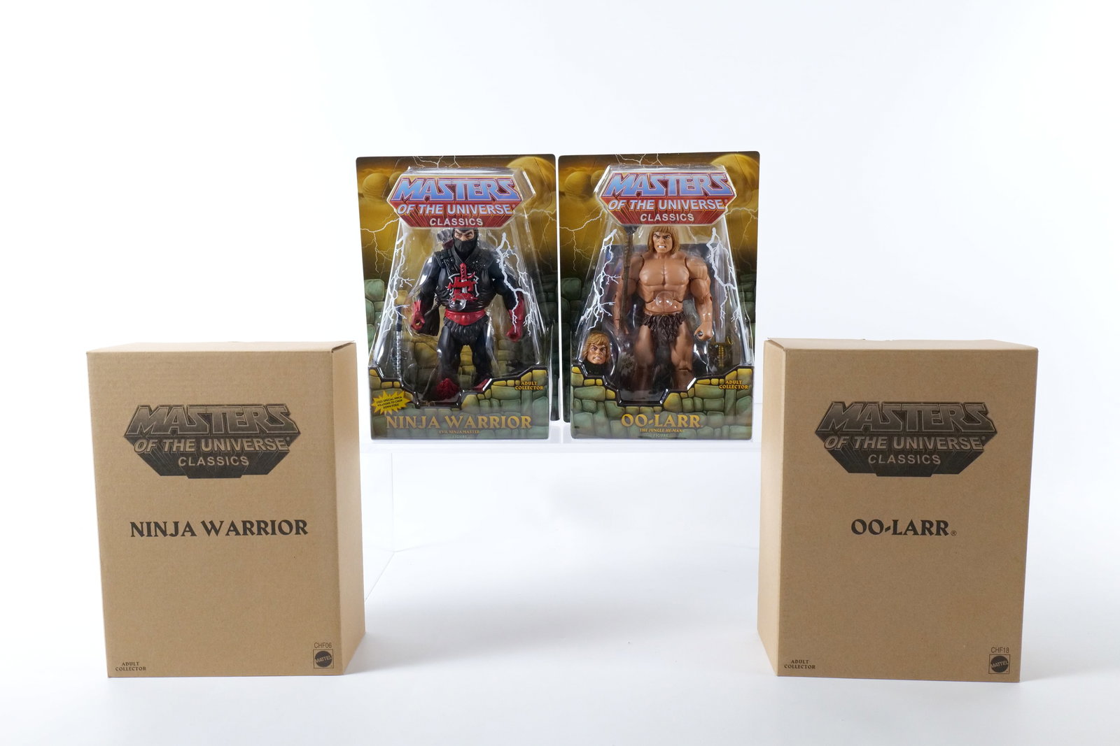 Lot of 2 Masters of the Universe Classics Action Figures: Lot of 2 Masters of the Universe Classics Action Figures. MOTU. Including Ninja Warrior and Oo-Larr. Both New in Package - Both come with the brown outer boxes. Made by Mattel - 2014. All invoices mus