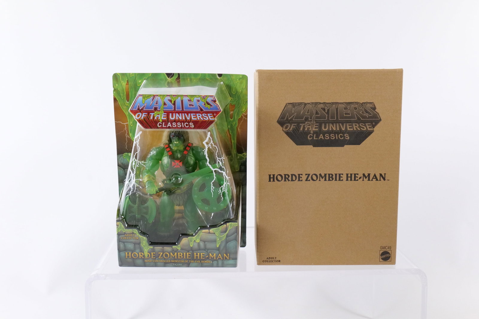 Masters of the Universe Horde Zombie He-Man Action Figure: Masters of the Universe Horde Zombie He-Man Action Figure - MOTU. Mattel - 2019. Collector's Choice Exclusive. New in package with outer brown box. All invoices must be paid within 24 hours of the sal