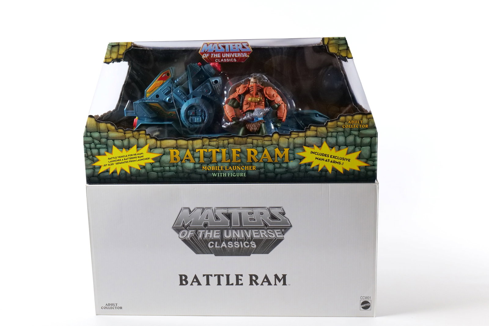 Masters of the Universe Battle Ram with Figure: Masters of the Universe Battle Ram with Figure (Man-At-Arms). MOTU. Mattel - Matty Collector - 2014. New in package with white outer box. All invoices must be paid within 24 hours of the sale. We offe