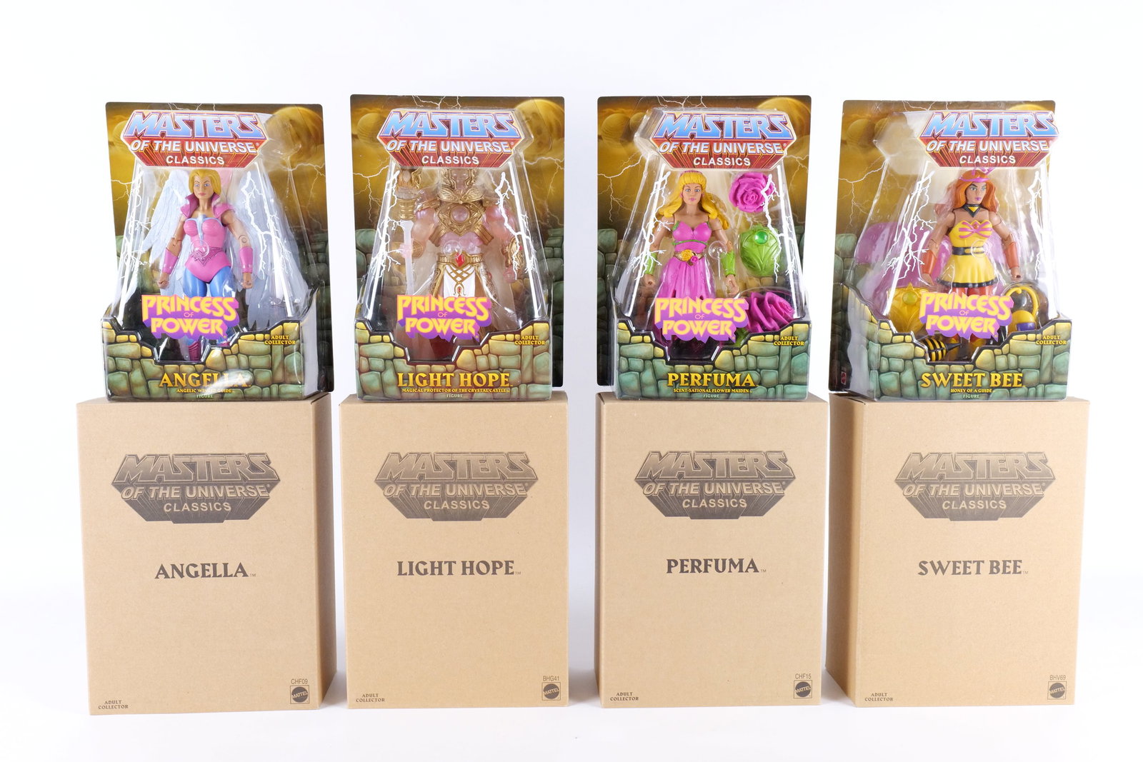 Lot of 4 Masters of the Universe Princess of Power Action Figures: Lot of 4 Masters of the Universe Princess of Power Action Figures - MOTU. Including Angella, Light Hope, Sweet Bee, and Perfuma. Mattel - Matty Collector 2014/2015. All sealed in package and comes wit