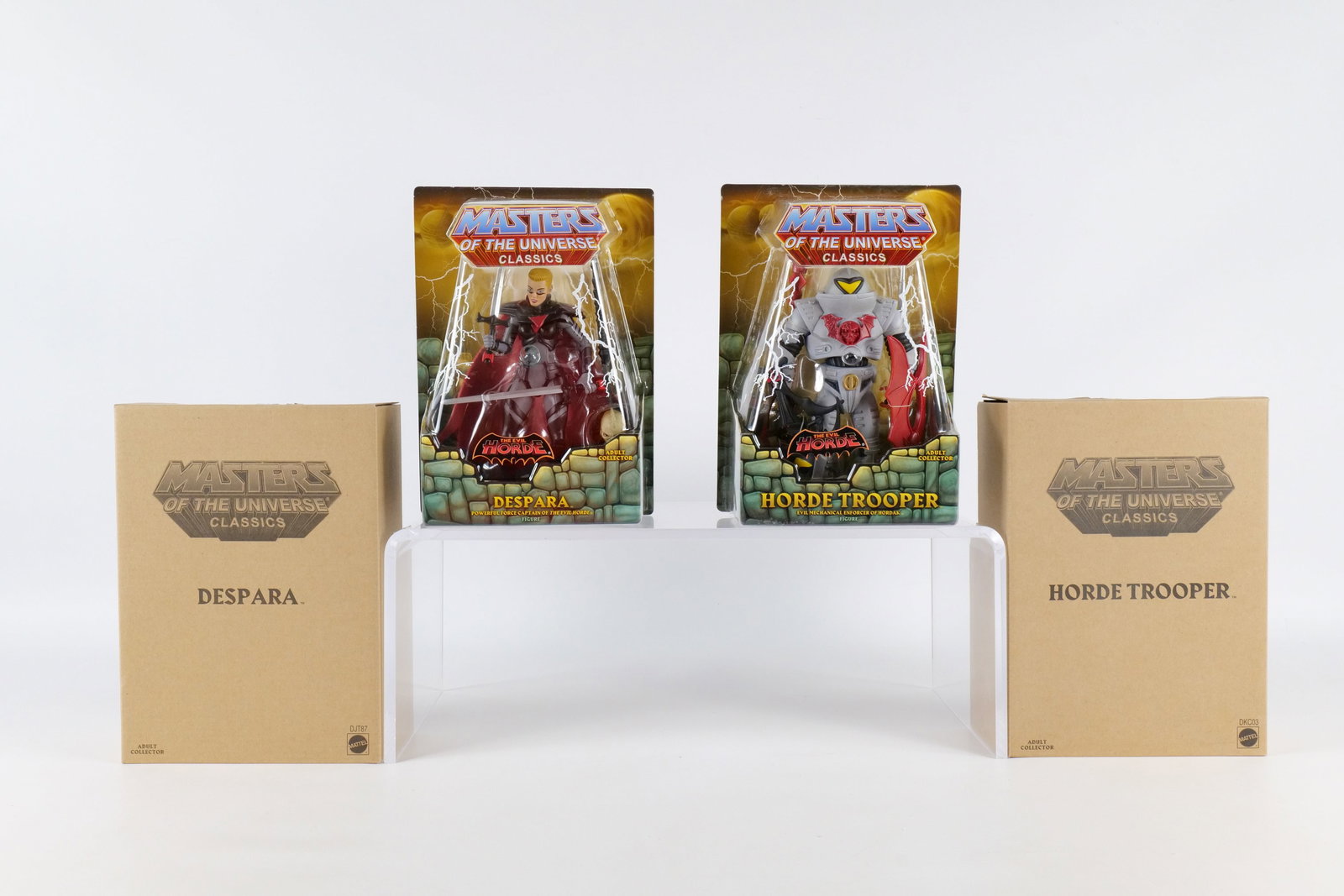 Lot of 2 Masters of the Universe The Evil Horde Action Figures: Lot of 2 Masters of the Universe The Evil Horde Action Figures - MOTU. Including Despara and Horde Trooper. Mattel - Matty Collector 2015. Both sealed in package and comes with the brown outer boxes. 