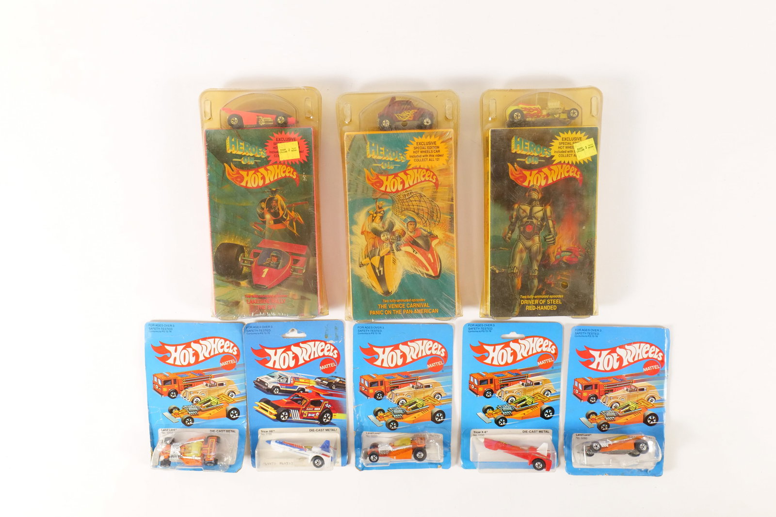 Lot of Vintage Hot Wheels: Lot of Vintage Hot Wheels. Including 3 x Land Lord, 2 x Tricar X8, and 3 Heroes on Wheels Cars/VHS Sets. All invoices must be paid within 24 hours of the sale. We offer multiple shipping options, plea