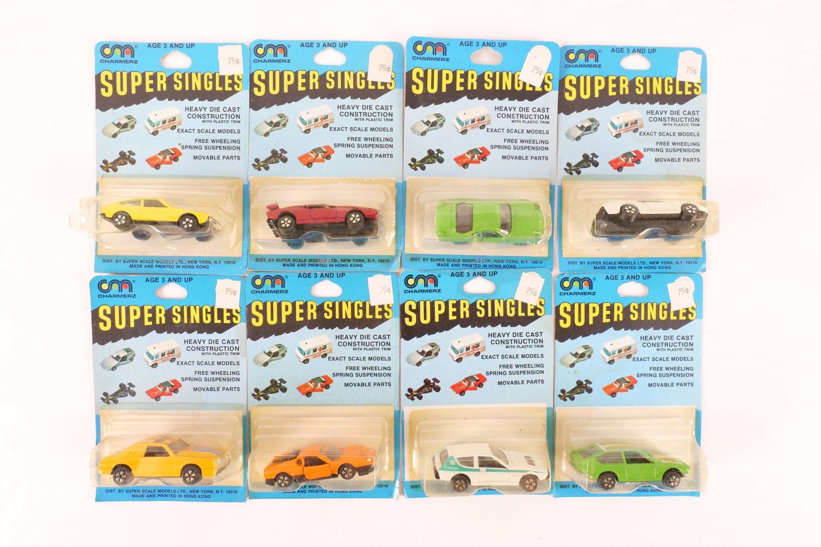Lot of 8 Charmerz Super Singles Cars: Lot of 8 Charmerz Super Singles Cars. All sealed on card. Cards have wear. All invoices must be paid within 24 hours of the sale. We offer multiple shipping options, please read the shipping terms to 