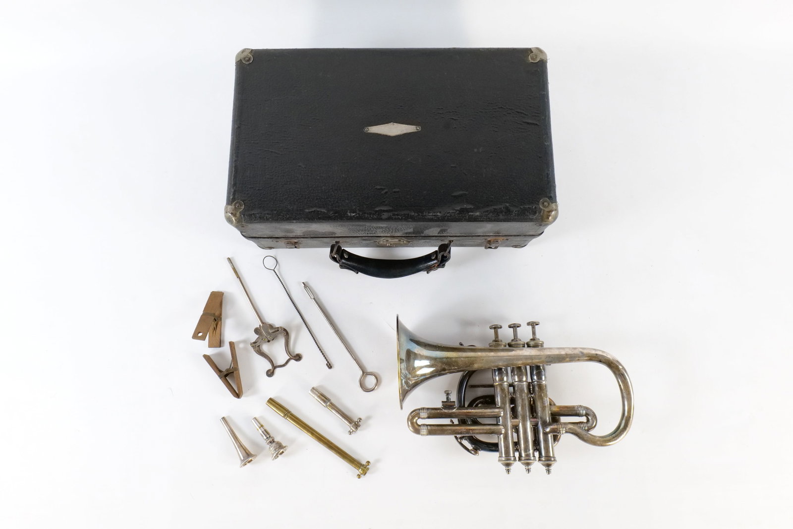 Antique M. Dupont Paris Silver Plated Cornet Outfit (1 of 18)