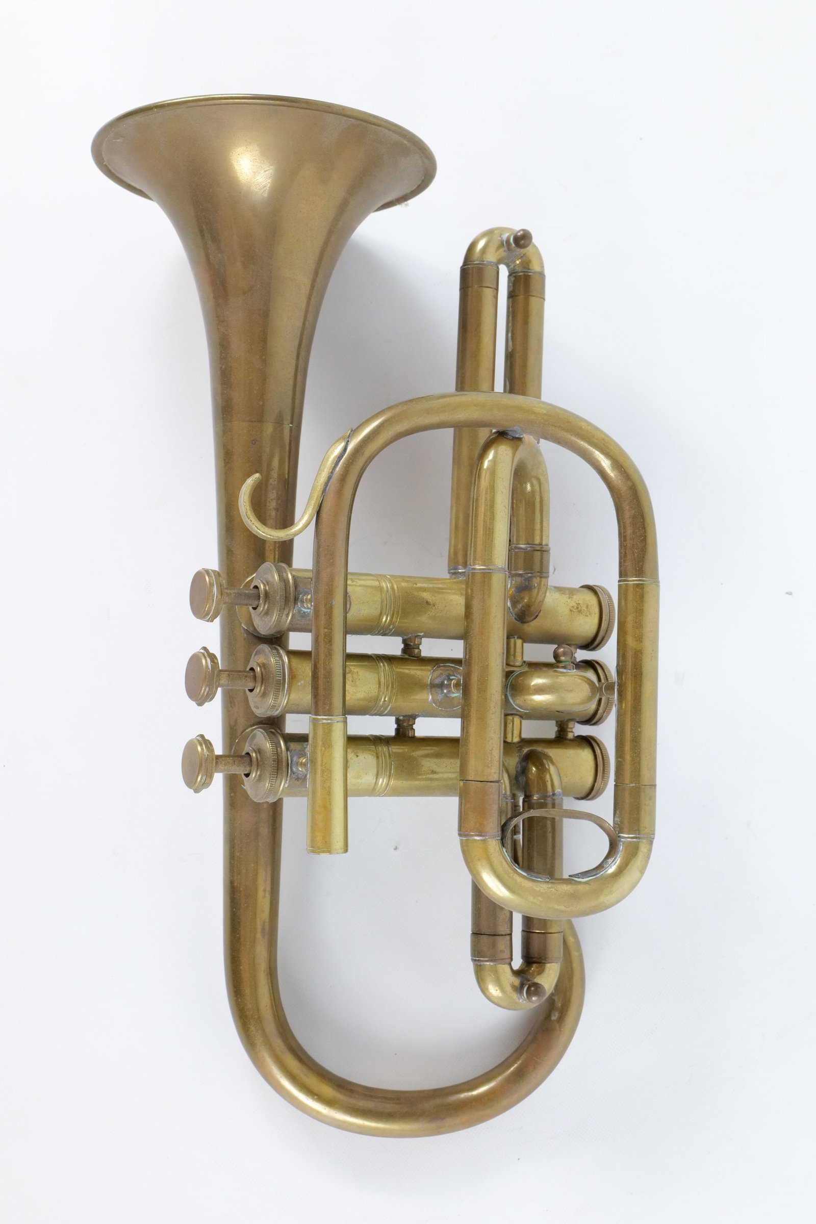Antique Raw Brass Short Cornet/Pocket Horn (1 of 10)
