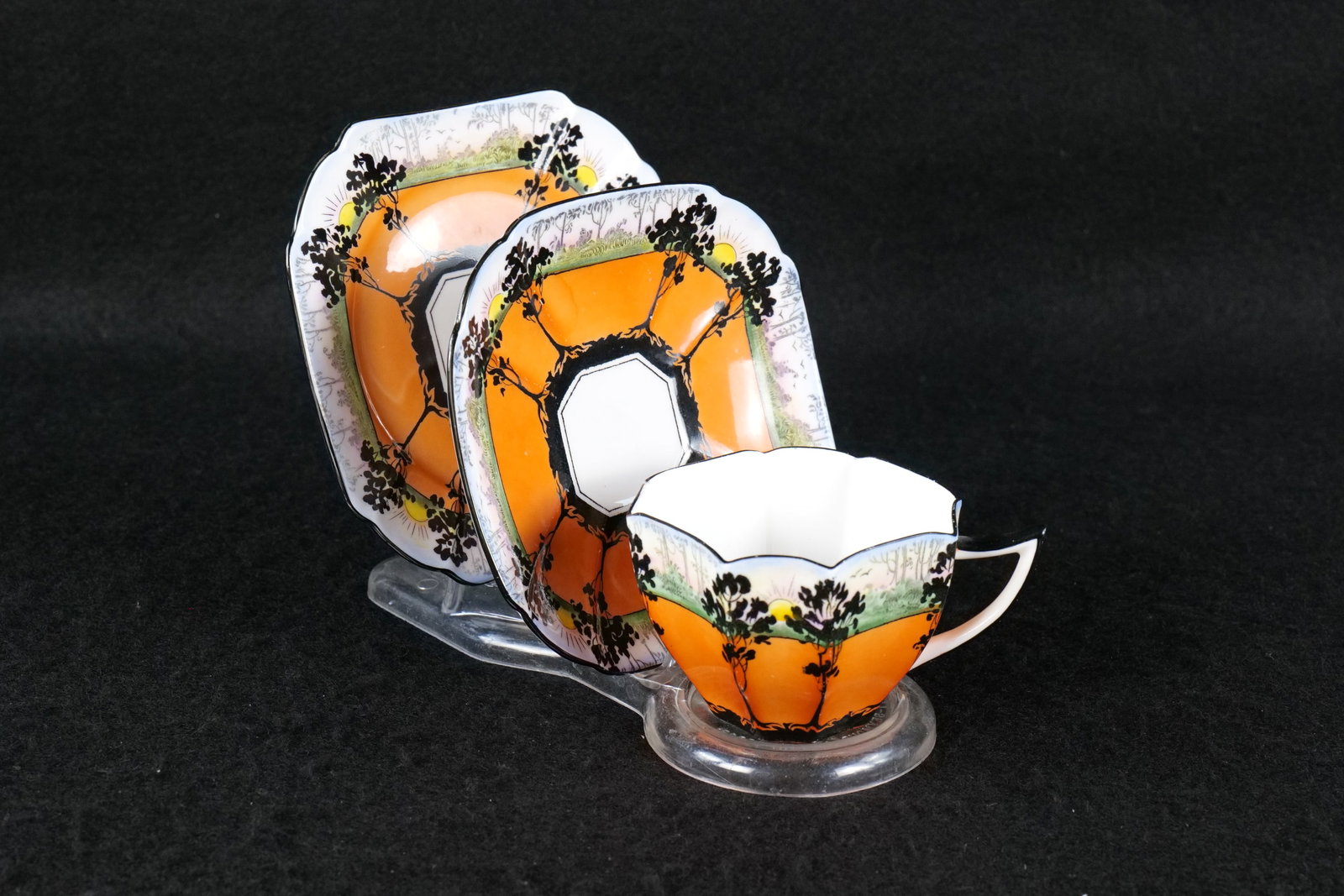 Antique Shelley Art Deco Queen Anne Trio - Orange Trees and Sunset (1 of 11)
