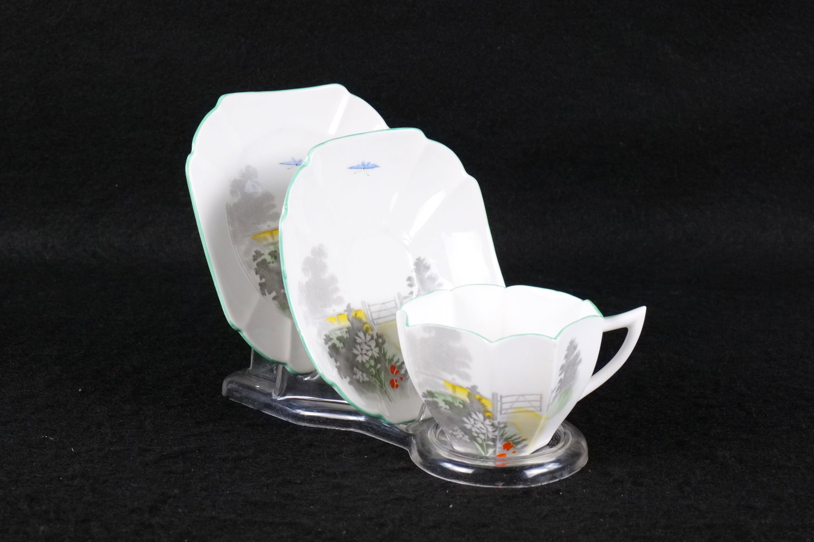 Vintage Shelley Bone China Trio Set - Gate and Path (1 of 12)