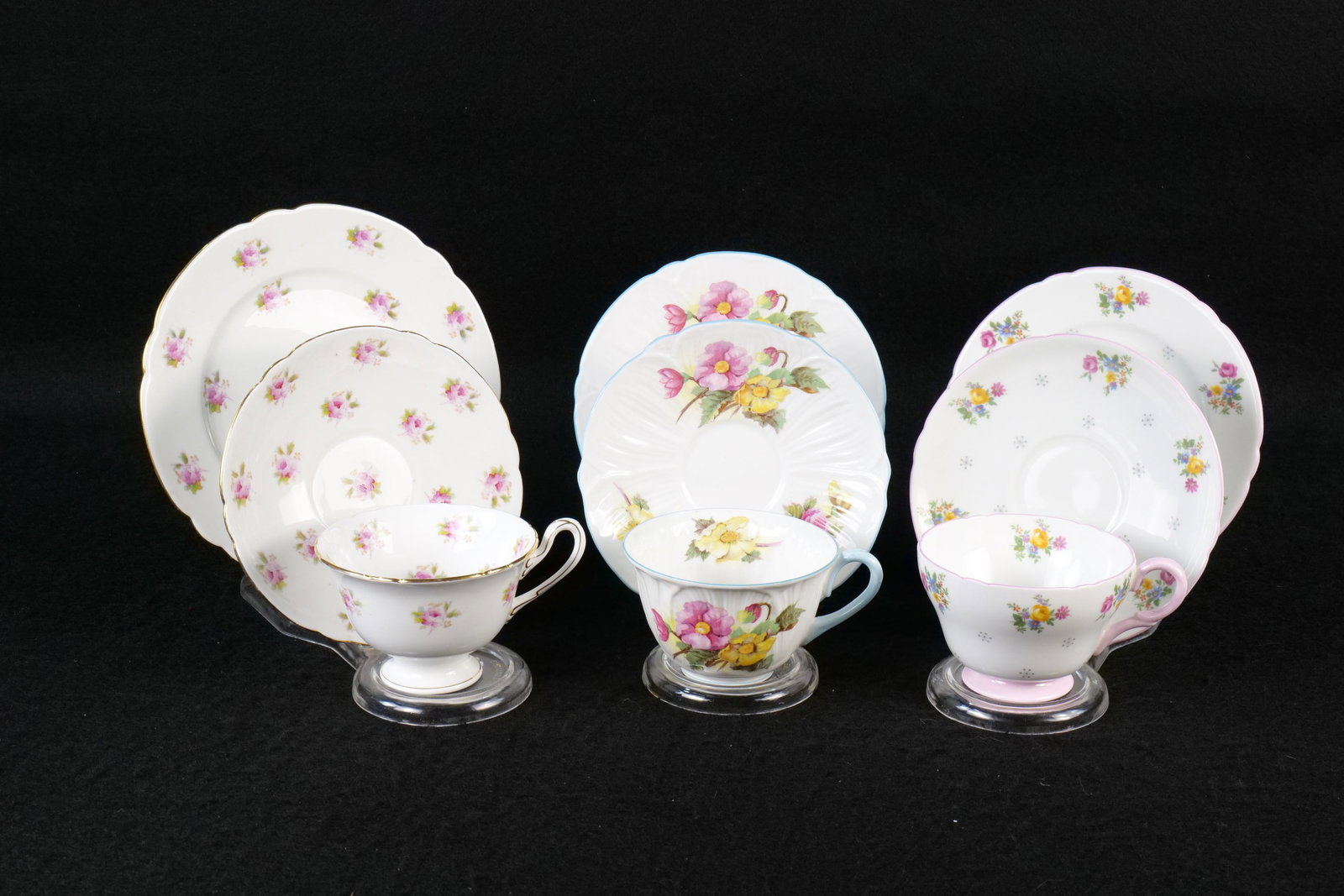 Lot of 3 Shelley Bone China Teacup Trios (1 of 18)
