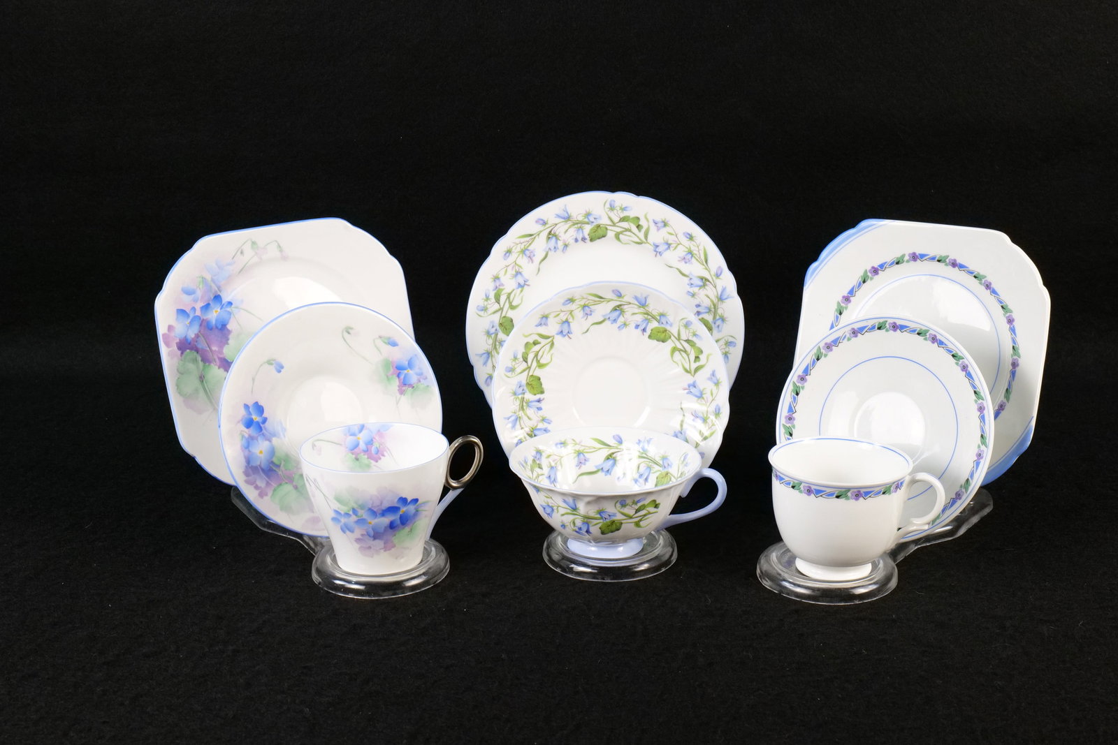 Lot of 3 Shelley Bone China Floral Teacup Trios (1 of 18)