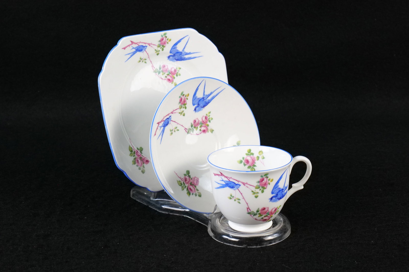Vintage Shelley Blue Bird Tea Trio Set (1 of 13)