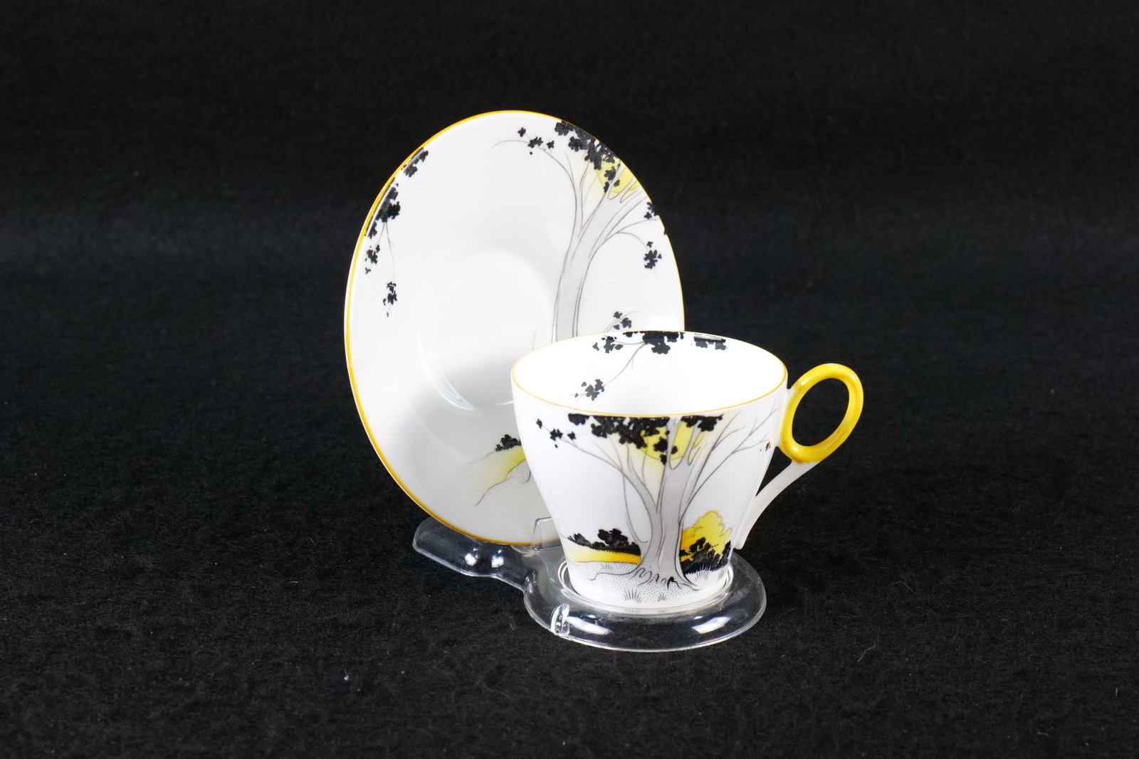 Shelley Oxford Black and Yellow Tree Tea Cup and Saucer (1 of 10)