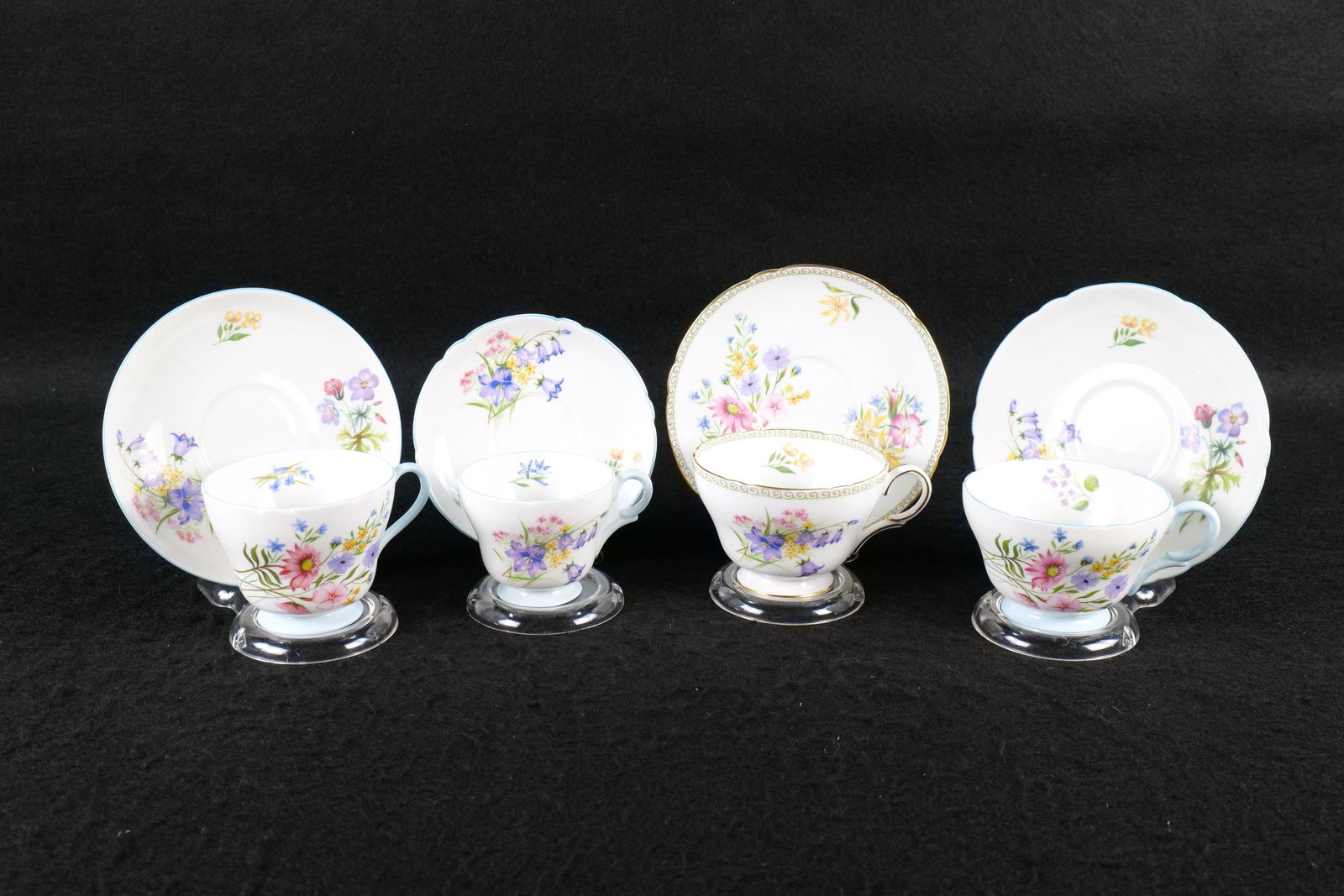 Lot of 4 Shelley Wild Flowers Tea Cup and Saucer Sets (1 of 19)