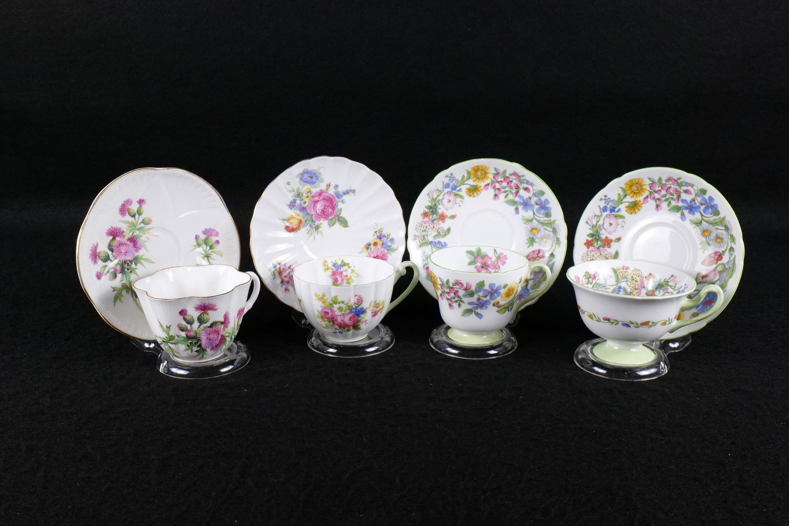 Lot of 4 Shelley Bone China Floral Teacups and Saucers (1 of 19)