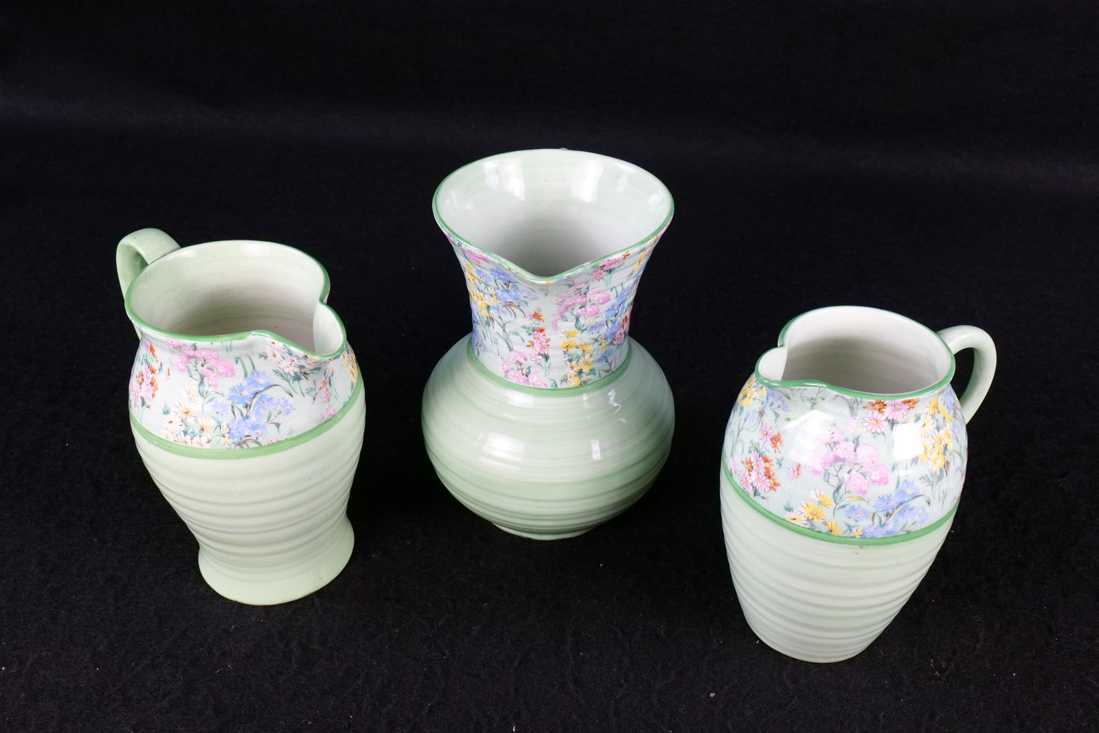 Lot of 3 Shelley "Melody" Chintz Ribbed Jugs/Pitchers (1 of 18)