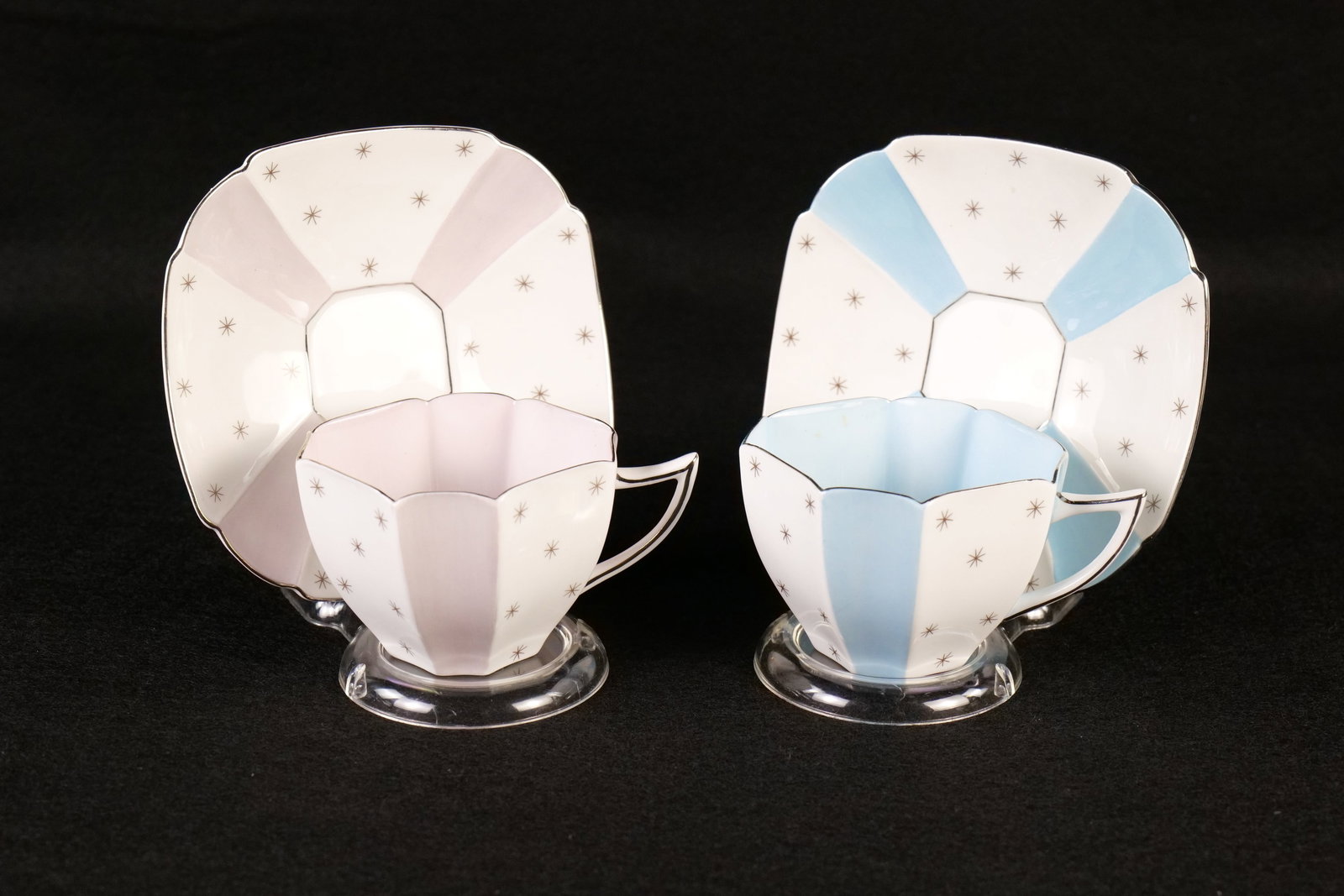 Lot of 2 Shelley "Pole Star" Teacups and Saucers (1 of 19)