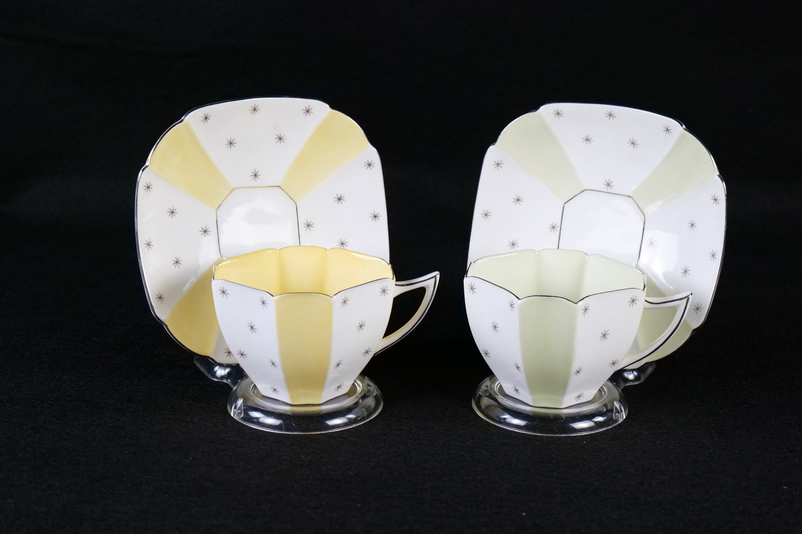 Lot of 2 Shelley "Pole Star" Teacups and Saucers (1 of 19)