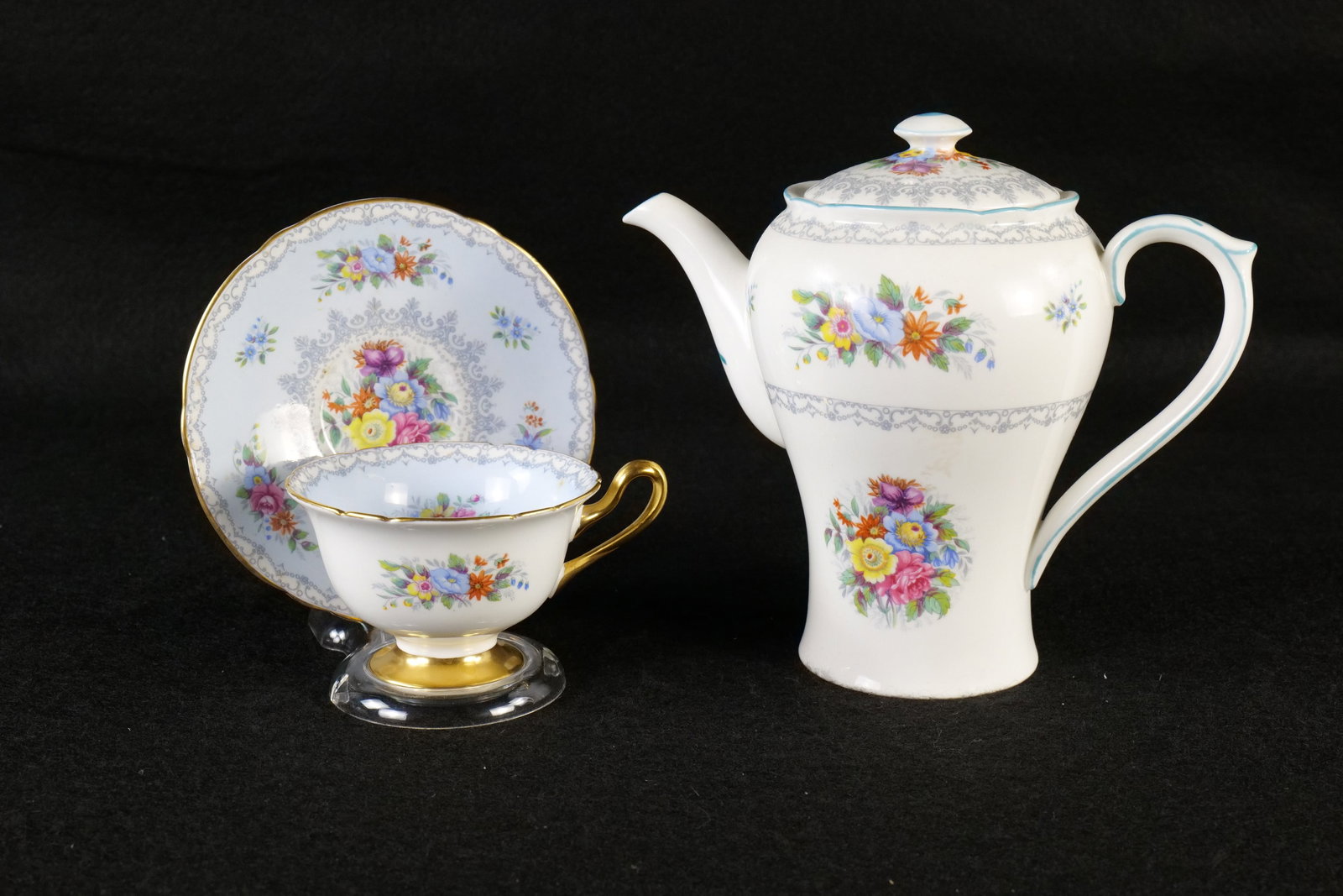 Shelley Crochet Coffee Pot, Teacup, and Saucer (1 of 16)