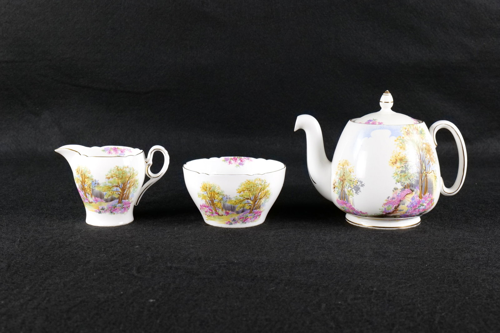Shelley England's Charm Teapot, Creamer, and Open Sugar (1 of 13)
