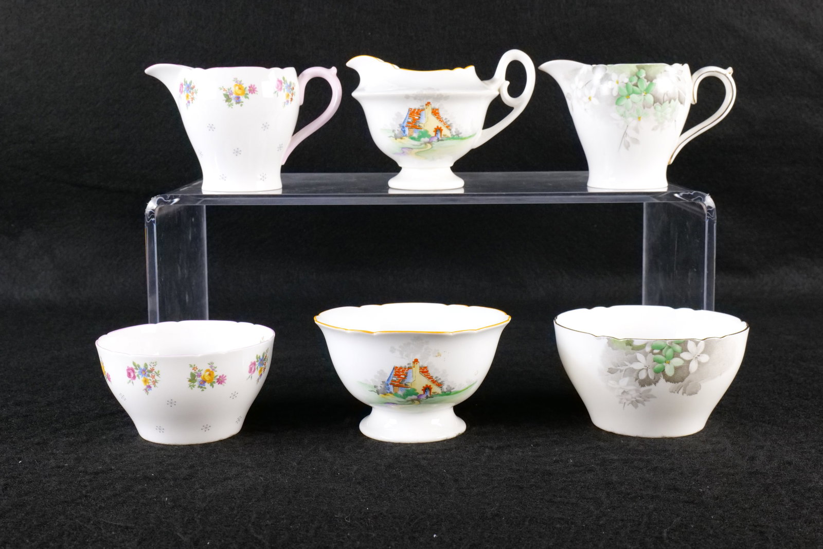 Lot of 3 Shelley Oversized Creamers and Sugars (1 of 12)