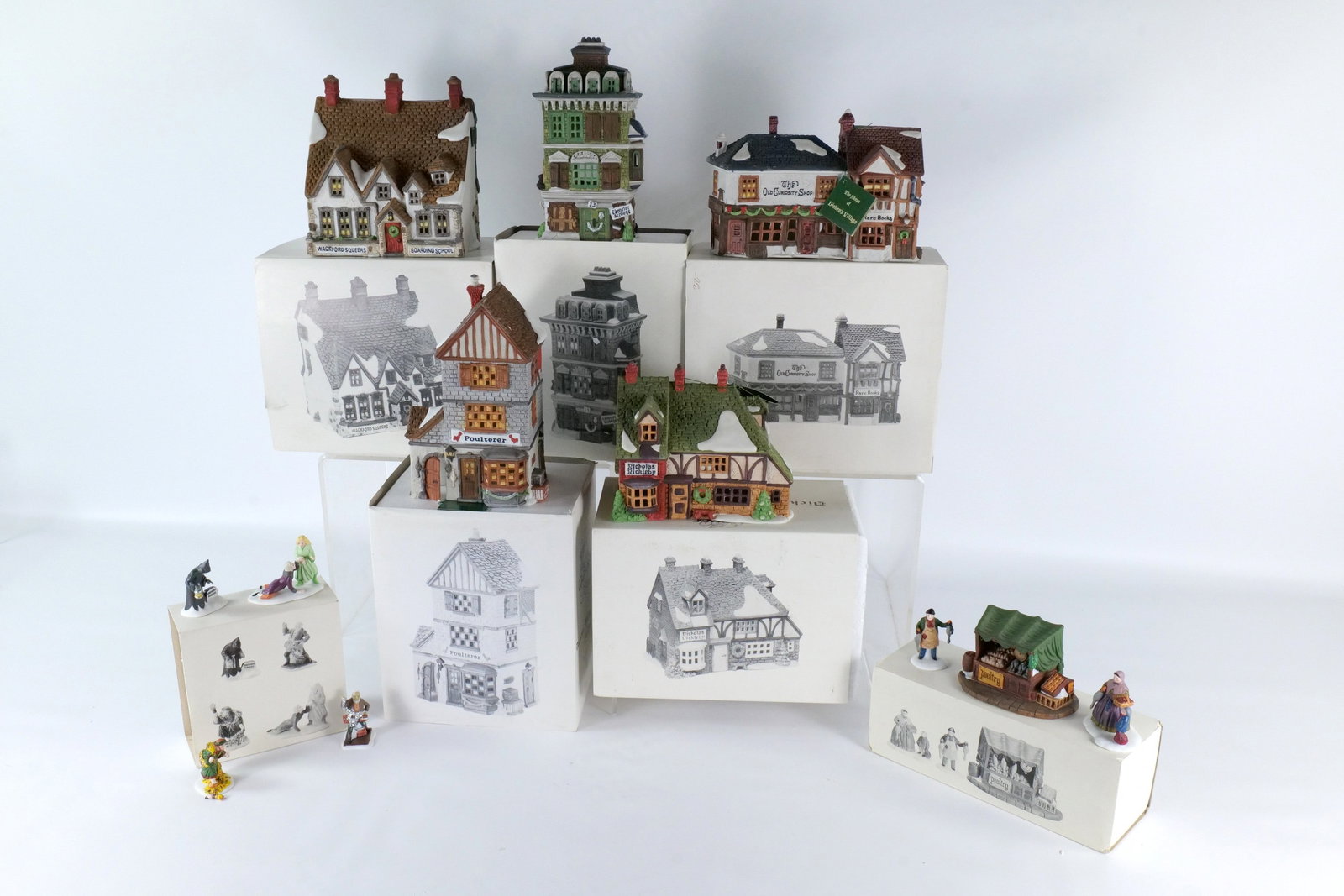 Lot of 7 Dept. 56 Dickens Village Houses and Accessories (1 of 18)
