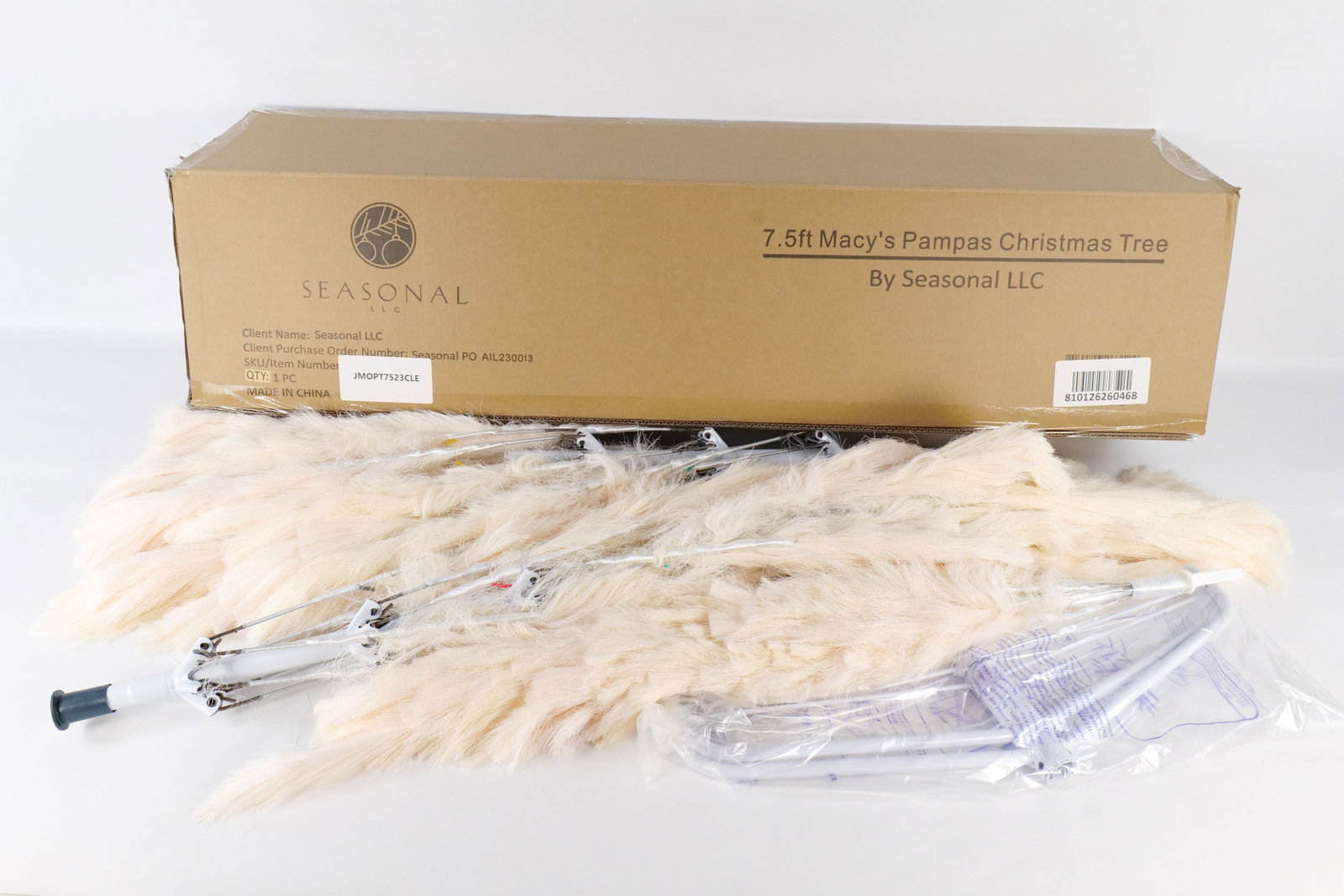 Seasonal LLC 7.5ft. Macy's Pampas Christmas Tree: Seasonal LLC 7.5ft. Macy's Pampas Christmas Tree. New in Box. All invoices must be paid within 24 hours of the sale. We offer multiple shipping options, please read the shipping terms to understand