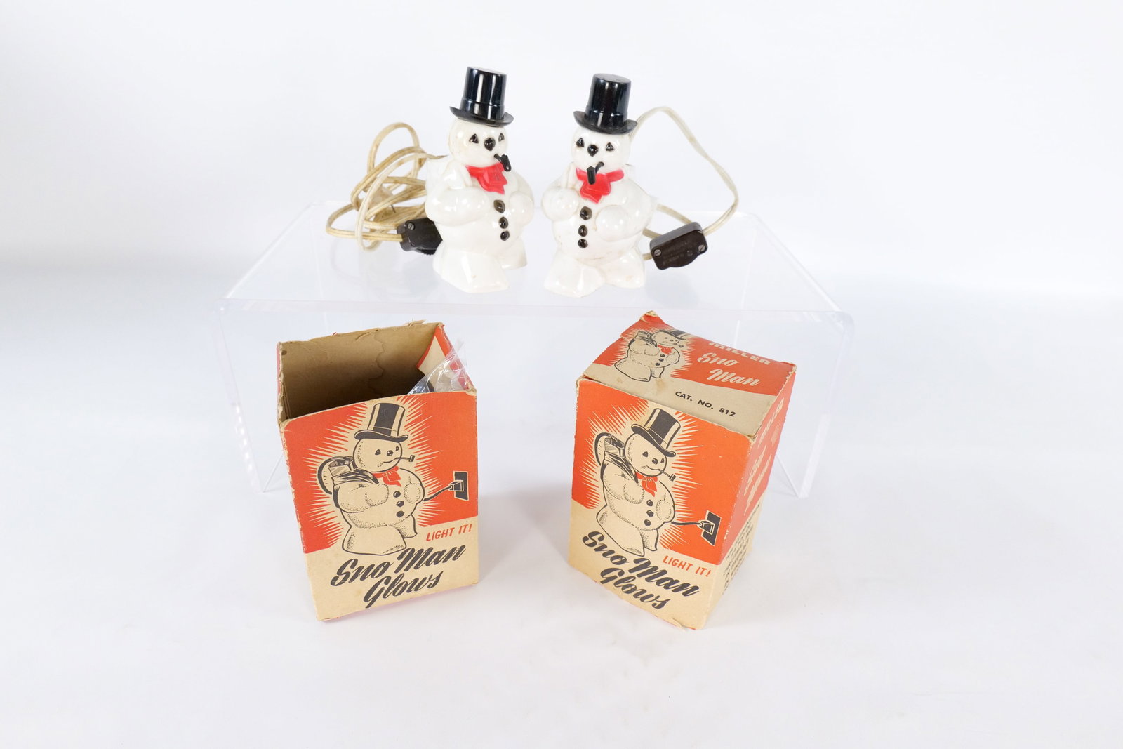 Lot of 2 Vintage Sno Man Glow Lights by Miller (1 of 12)