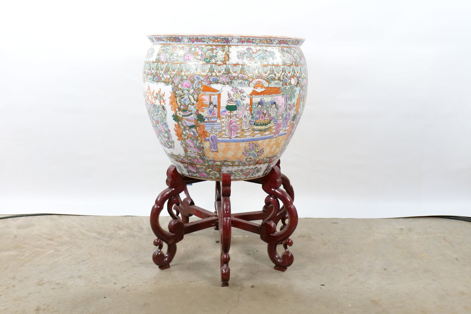 Oversized Chinese Famile Rose Porcelain Fish Bowl (1 of 20)