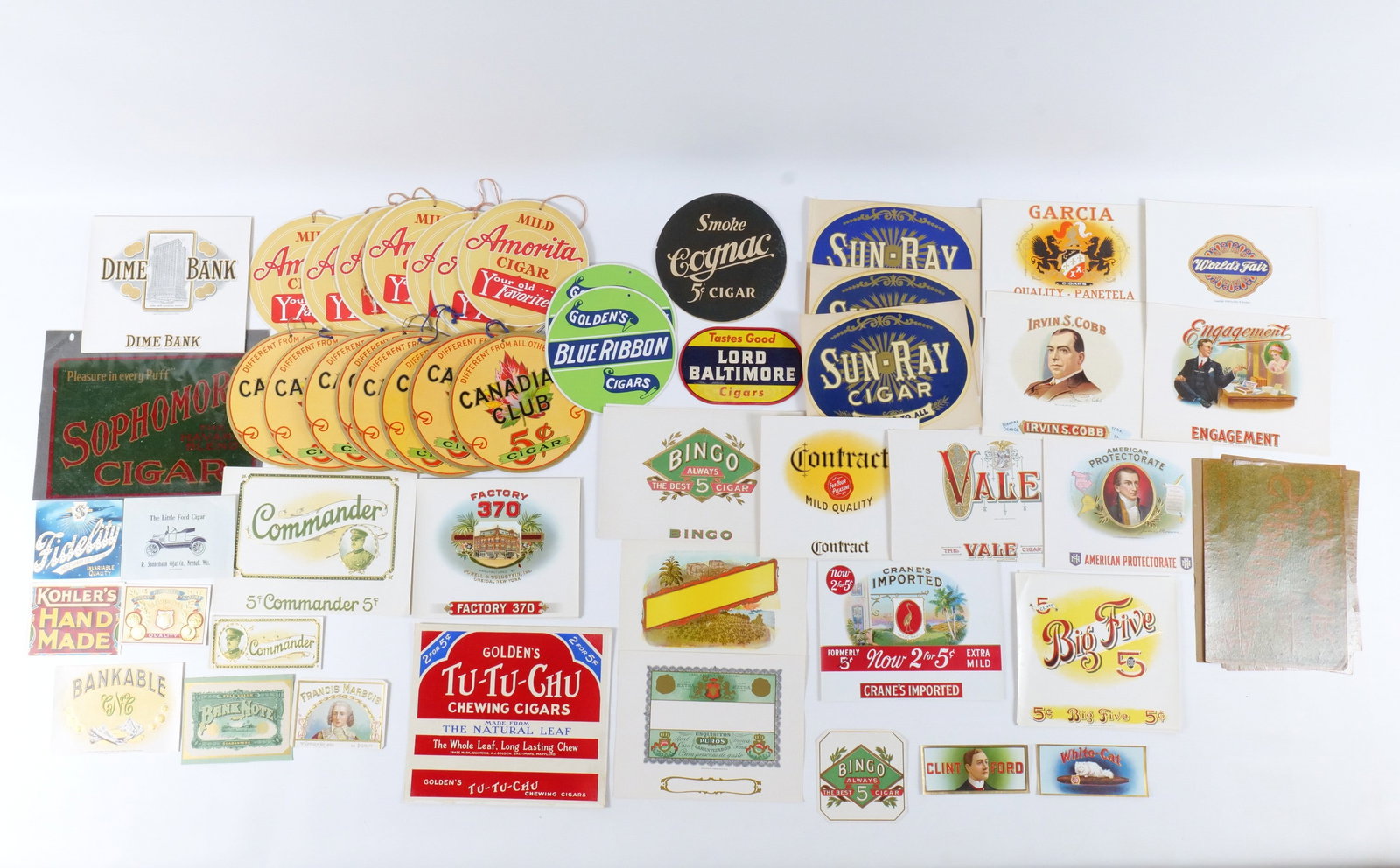 Lot of 75+ Vintage Cigar Advertising Signs., Window Stickers, and Labels (1 of 18)