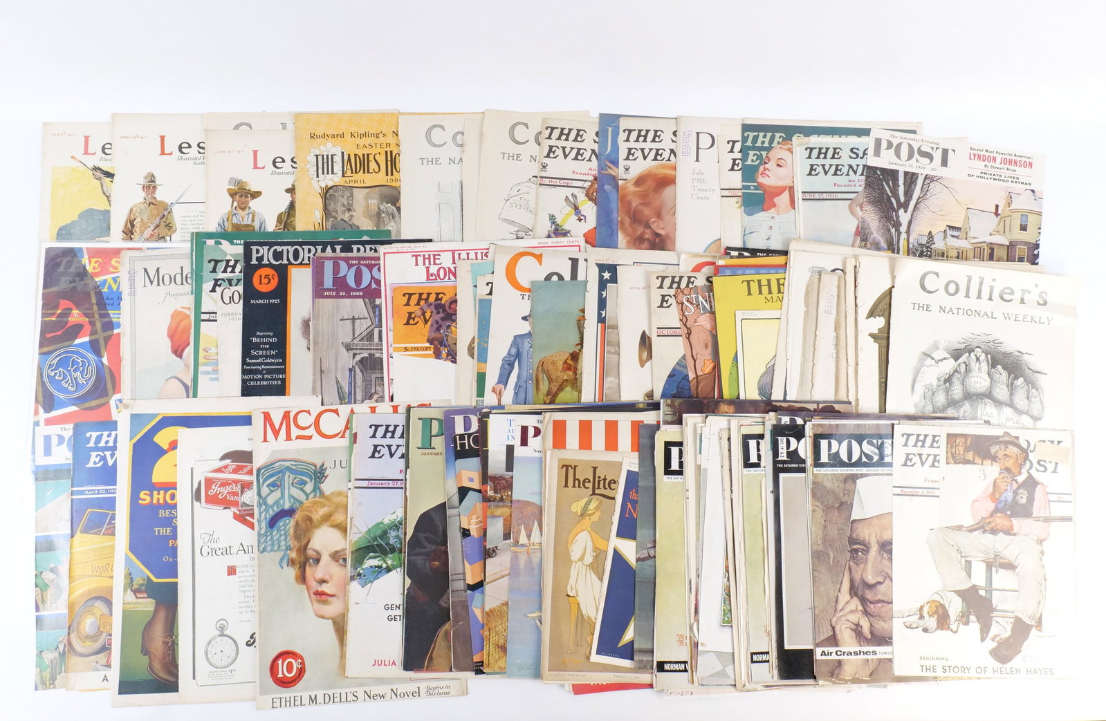 Lot of Assorted Magazine Covers: Lot of Assorted Magazine Covers. Including Fortune, Leslie, Colliers, Saturday Evening Post, McCall's, Norman Rockwell and More. Some tearing and discoloration. All invoices must be paid within 24 hou
