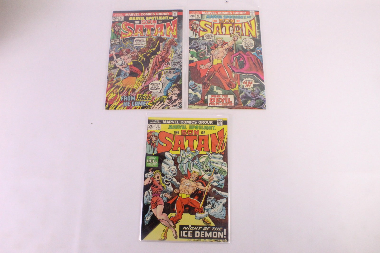 Lot of 3 Marvel Spotlight Son of Satan Comics: Lot of 3 Marvel Spotlight Son of Satan Comics. Including #12 (F+), #13 (F+), and #14 (F). All invoices must be paid within 24 hours of the sale. We offer multiple shipping options, please read the shi