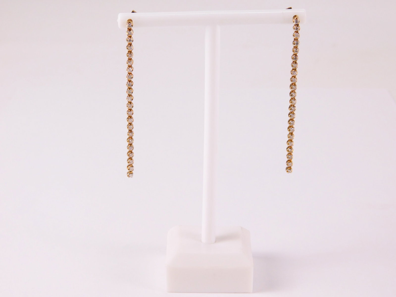 Pair of 14k Yellow Gold and Diamond Drop Earrings (1 of 5)