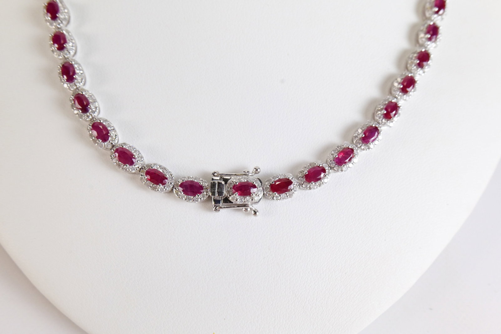 Oscar Friedman Platinum, Ruby & Diamond Necklace - 4