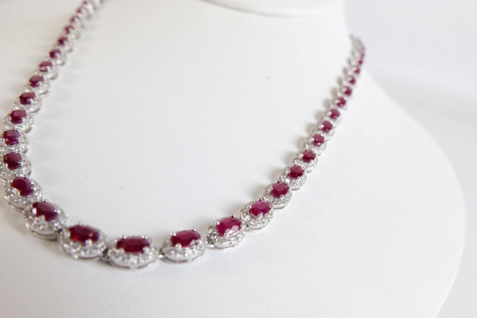 Oscar Friedman Platinum, Ruby & Diamond Necklace - 5